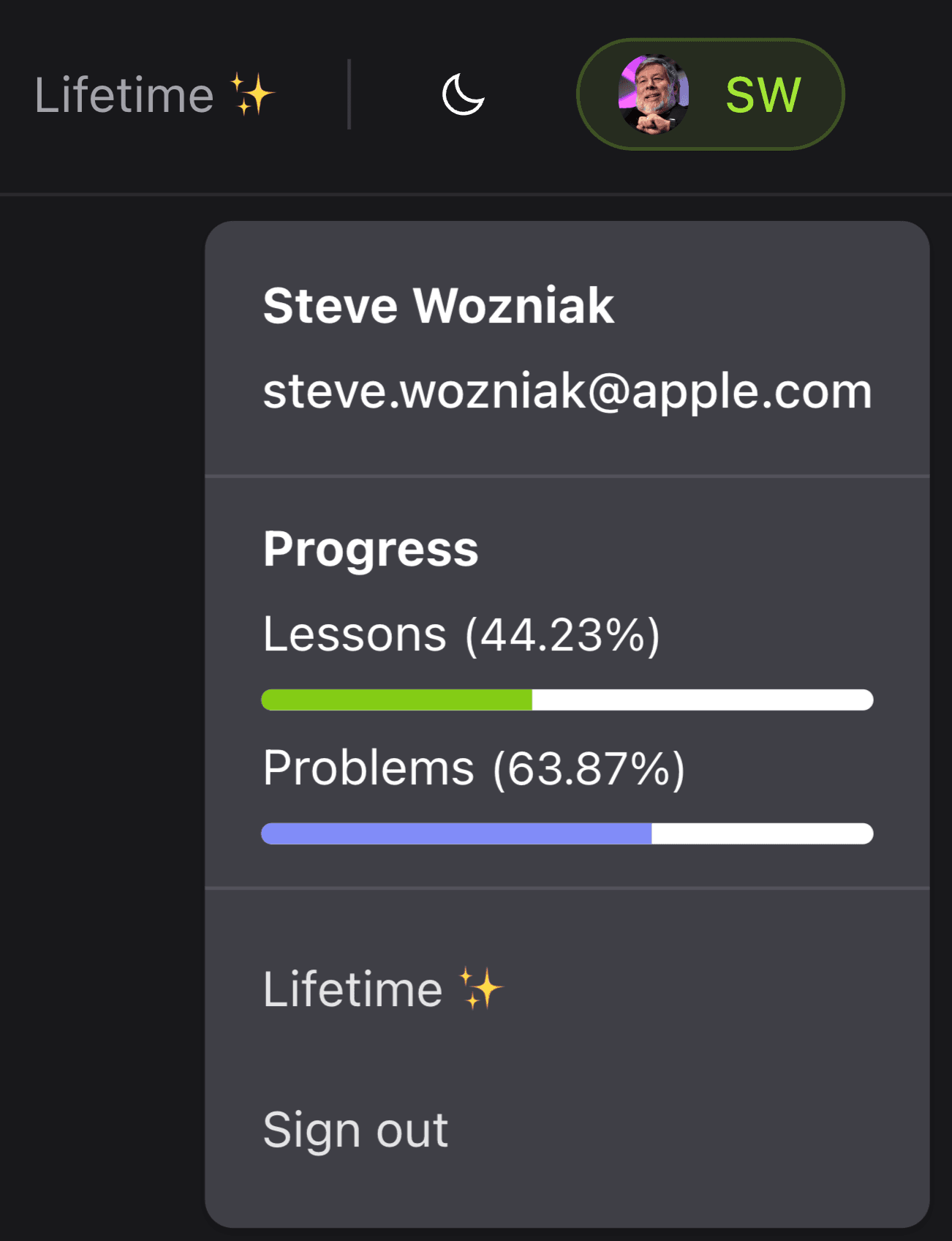 User progress
